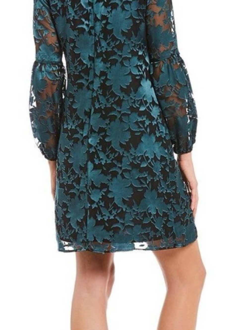 Vince Camuto burnout Teal Floral satin Shift Dress